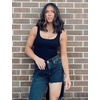 image:imageMicoson 2 Piece Bodysuit for Women Ribbed Sleeveless Tank Tops Square Neck Sexy Stretchy Bodycon Jumpsuit