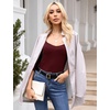 image:imageMicoson Fall Sexy Sweetheart Neck Tops for Women Casual 34 Sleeve Basic Layering Shirt Slim Fit Plain T Shirt Burgundy L