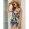 image:imageMicoson Ruffle Tank Tops for Women Summer Square Neck Sleeveless Tops Tie Shoulder Chiffon Blouse Babydoll ShirtsApricot Black Floral