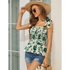 image:imageMicoson Ruffle Tank Tops for Women Summer Square Neck Sleeveless Tops Tie Shoulder Chiffon Blouse Babydoll ShirtsApricot Green Floral