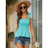 image:imageMicoson Ruffle Tank Tops for Women Summer Square Neck Sleeveless Tops Tie Shoulder Chiffon Blouse Babydoll ShirtsAquamarine