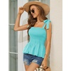 image:imageMicoson Ruffle Tank Tops for Women Summer Square Neck Sleeveless Tops Tie Shoulder Chiffon Blouse Babydoll ShirtsAquamarine