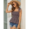 image:imageMicoson Ruffle Tank Tops for Women Summer Square Neck Sleeveless Tops Tie Shoulder Chiffon Blouse Babydoll ShirtsBlack Pink Floral