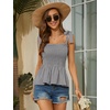 image:imageMicoson Ruffle Tank Tops for Women Summer Square Neck Sleeveless Tops Tie Shoulder Chiffon Blouse Babydoll ShirtsBlack White Plaid