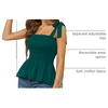 image:imageMicoson Ruffle Tank Tops for Women Summer Square Neck Sleeveless Tops Tie Shoulder Chiffon Blouse Babydoll ShirtsDark Green