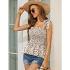 image:imageMicoson Ruffle Tank Tops for Women Summer Square Neck Sleeveless Tops Tie Shoulder Chiffon Blouse Babydoll ShirtsFloral White