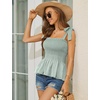 image:imageMicoson Ruffle Tank Tops for Women Summer Square Neck Sleeveless Tops Tie Shoulder Chiffon Blouse Babydoll ShirtsGreen White Stripes