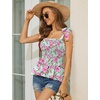 image:imageMicoson Ruffle Tank Tops for Women Summer Square Neck Sleeveless Tops Tie Shoulder Chiffon Blouse Babydoll ShirtsHawaii Print