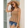 image:imageMicoson Ruffle Tank Tops for Women Summer Square Neck Sleeveless Tops Tie Shoulder Chiffon Blouse Babydoll ShirtsKhaki