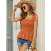 image:imageMicoson Ruffle Tank Tops for Women Summer Square Neck Sleeveless Tops Tie Shoulder Chiffon Blouse Babydoll ShirtsOrange
