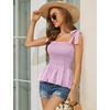 image:imageMicoson Ruffle Tank Tops for Women Summer Square Neck Sleeveless Tops Tie Shoulder Chiffon Blouse Babydoll ShirtsPink White Plaid