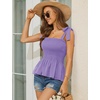 image:imageMicoson Ruffle Tank Tops for Women Summer Square Neck Sleeveless Tops Tie Shoulder Chiffon Blouse Babydoll ShirtsPurple
