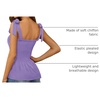 image:imageMicoson Ruffle Tank Tops for Women Summer Square Neck Sleeveless Tops Tie Shoulder Chiffon Blouse Babydoll ShirtsPurple