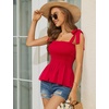 image:imageMicoson Ruffle Tank Tops for Women Summer Square Neck Sleeveless Tops Tie Shoulder Chiffon Blouse Babydoll ShirtsRed