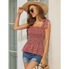 image:imageMicoson Ruffle Tank Tops for Women Summer Square Neck Sleeveless Tops Tie Shoulder Chiffon Blouse Babydoll ShirtsRed Floral