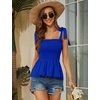 image:imageMicoson Ruffle Tank Tops for Women Summer Square Neck Sleeveless Tops Tie Shoulder Chiffon Blouse Babydoll ShirtsRoyal Blue
