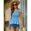 image:imageMicoson Ruffle Tank Tops for Women Summer Square Neck Sleeveless Tops Tie Shoulder Chiffon Blouse Babydoll ShirtsSky Blue
