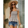 image:imageMicoson Ruffle Tank Tops for Women Summer Square Neck Sleeveless Tops Tie Shoulder Chiffon Blouse Babydoll ShirtsSky Blue Floral