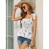 image:imageMicoson Ruffle Tank Tops for Women Summer Square Neck Sleeveless Tops Tie Shoulder Chiffon Blouse Babydoll ShirtsWhite Big Blue Floral