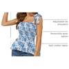 image:imageMicoson Ruffle Tank Tops for Women Summer Square Neck Sleeveless Tops Tie Shoulder Chiffon Blouse Babydoll ShirtsWhite Blue Floral