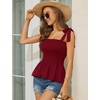 image:imageMicoson Ruffle Tank Tops for Women Summer Square Neck Sleeveless Tops Tie Shoulder Chiffon Blouse Babydoll ShirtsWine Red