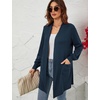 image:imageMicoson Spring Thin Open Front Cardigan for Womens Thin Draped Long Sleeve Business Cover up with Pockets Navy Blue L
