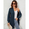 image:imageMicoson Spring Thin Open Front Cardigan for Womens Thin Draped Long Sleeve Business Cover up with Pockets Navy Blue L