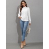 image:imageMicoson Women Lace Shirts Mock Neck Long Sleeve Top Casual Blouses Stretch Lace Slim T Shirt Dressy Blouse Tunic Tops
