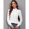 image:imageMicoson Women Lace Shirts Mock Neck Long Sleeve Top Casual Blouses Stretch Lace Slim T Shirt Dressy Blouse Tunic Tops