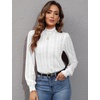 image:imageMicoson Women Lace Shirts Mock Neck Long Sleeve Top Casual Blouses Stretch Lace Slim T Shirt Dressy Blouse Tunic Tops