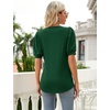 image:imageMicoson Womens 2024 Summer Asymmetrical V Neck Tops Puff Short Sleeve Shirts Casual Green Blouses Lightweight Tunics Green L