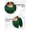 image:imageMicoson Womens 2024 Summer Asymmetrical V Neck Tops Puff Short Sleeve Shirts Casual Green Blouses Lightweight Tunics Green L