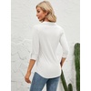 image:imageMicoson Womens 34 RollUp Sleeve Tops Collared V Neck Pleated Front Casual Loose Tunic Blouses White XL