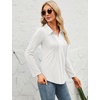 image:imageMicoson Womens 34 RollUp Sleeve Tops Collared V Neck Pleated Front Casual Loose Tunic Blouses White XL