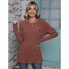 image:imageMicoson Womens Casual Crewneck Long Sleeve Tops Fashion Side Split Tunic Dressy Buttons Sweatshirts S2XL