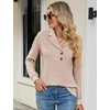 image:imageMicoson Womens Long Sleeve Button Lapel Tunic Tops V Neck Business Casual Swing Sweatshirt PulloverApricot