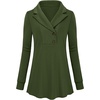 image:imageMicoson Womens Long Sleeve Button Lapel Tunic Tops V Neck Business Casual Swing Sweatshirt PulloverArmy Green
