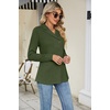 image:imageMicoson Womens Long Sleeve Button Lapel Tunic Tops V Neck Business Casual Swing Sweatshirt PulloverArmy Green
