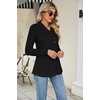 image:imageMicoson Womens Long Sleeve Button Lapel Tunic Tops V Neck Business Casual Swing Sweatshirt PulloverBlack