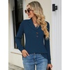 image:imageMicoson Womens Long Sleeve Button Lapel Tunic Tops V Neck Business Casual Swing Sweatshirt PulloverBlue
