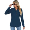 image:imageMicoson Womens Long Sleeve Button Lapel Tunic Tops V Neck Business Casual Swing Sweatshirt PulloverBlue