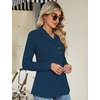 image:imageMicoson Womens Long Sleeve Button Lapel Tunic Tops V Neck Business Casual Swing Sweatshirt PulloverBlue