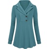 image:imageMicoson Womens Long Sleeve Button Lapel Tunic Tops V Neck Business Casual Swing Sweatshirt PulloverBlue Green
