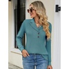 image:imageMicoson Womens Long Sleeve Button Lapel Tunic Tops V Neck Business Casual Swing Sweatshirt PulloverBlue Green