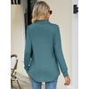 image:imageMicoson Womens Long Sleeve Button Lapel Tunic Tops V Neck Business Casual Swing Sweatshirt PulloverBlue Green