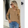 image:imageMicoson Womens Long Sleeve Button Lapel Tunic Tops V Neck Business Casual Swing Sweatshirt PulloverBrown