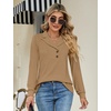 image:imageMicoson Womens Long Sleeve Button Lapel Tunic Tops V Neck Business Casual Swing Sweatshirt PulloverBrown