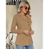 image:imageMicoson Womens Long Sleeve Button Lapel Tunic Tops V Neck Business Casual Swing Sweatshirt PulloverBrown