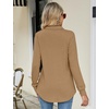 image:imageMicoson Womens Long Sleeve Button Lapel Tunic Tops V Neck Business Casual Swing Sweatshirt PulloverBrown