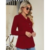 image:imageMicoson Womens Long Sleeve Button Lapel Tunic Tops V Neck Business Casual Swing Sweatshirt PulloverBurgundy